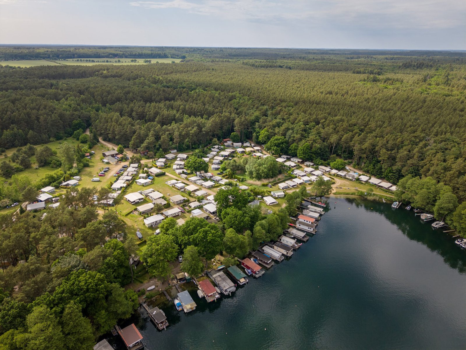 Luftaufnahme Campingplatz Flecken Zechlin mit Großem Zechliner See